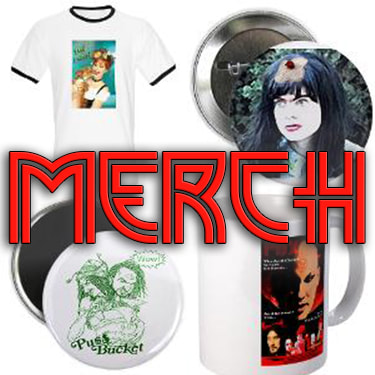 T-shirts, Bags, buttons and more merch from Hammer films and music.